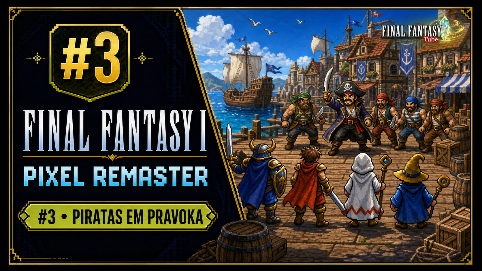 Final Fantasy I Pixel Remaster #3 - Enfrentando os piratas em Pravoka