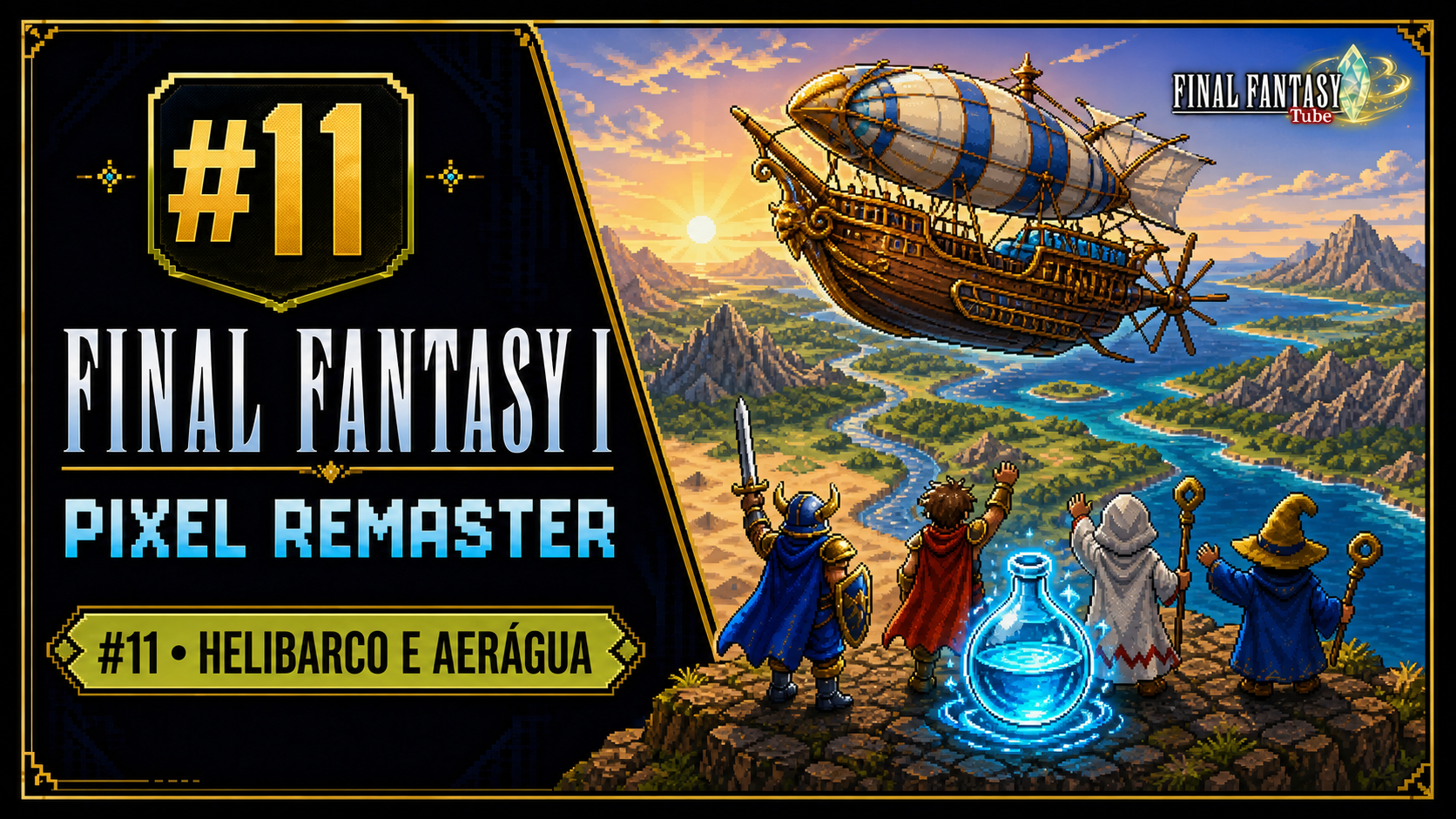 Miniatura do vídeo Final Fantasy I Pixel Remaster #11 – Conquistando o Helibarco e a Aerágua!